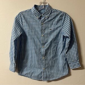 Vineyard Vines Performance Button Down Shirt Blue Gingham Size 7 Boy's Preppy